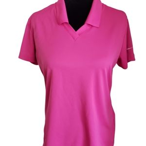 Nike Women's Dri-FIT Short Sleeve Vertical Mesh Polo M - Pink